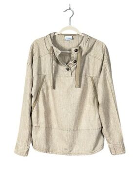 Columbia Womens Hemp Hoodie Large Granola Coastal Beachy Resort Neutral Organic